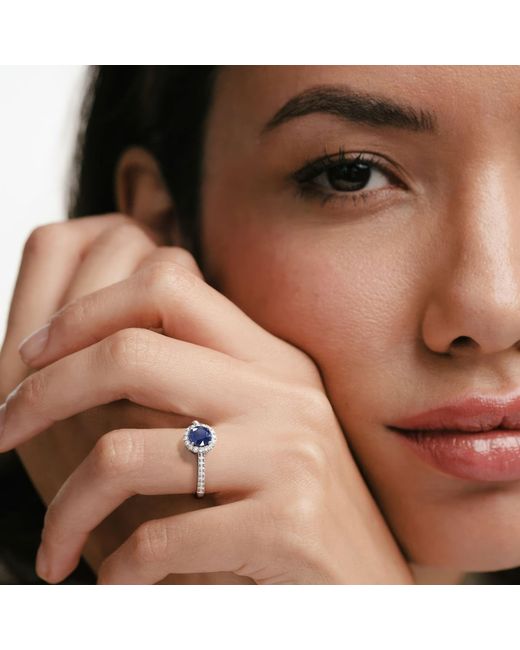 The Diamond Store Blue Halo Sapphire 0.75Ct And Diamond 0.36Ct 18K Ring