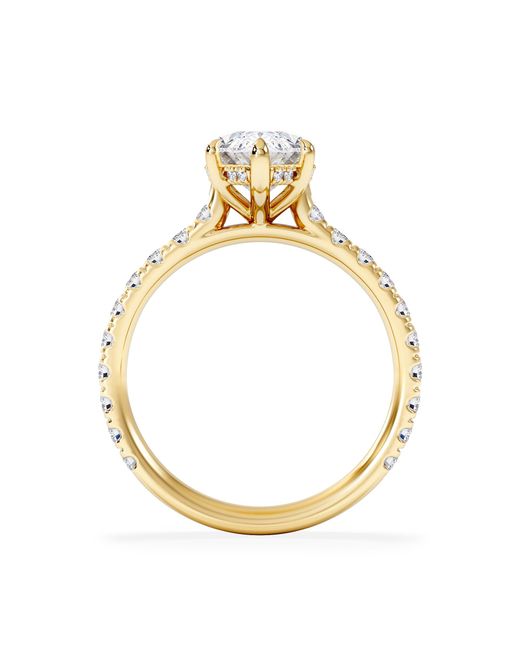 The Diamond Store Blue Amora Marquise 2.55Ct Hidden Halo Lab Diamond Engagement Ring With Side Stones Set