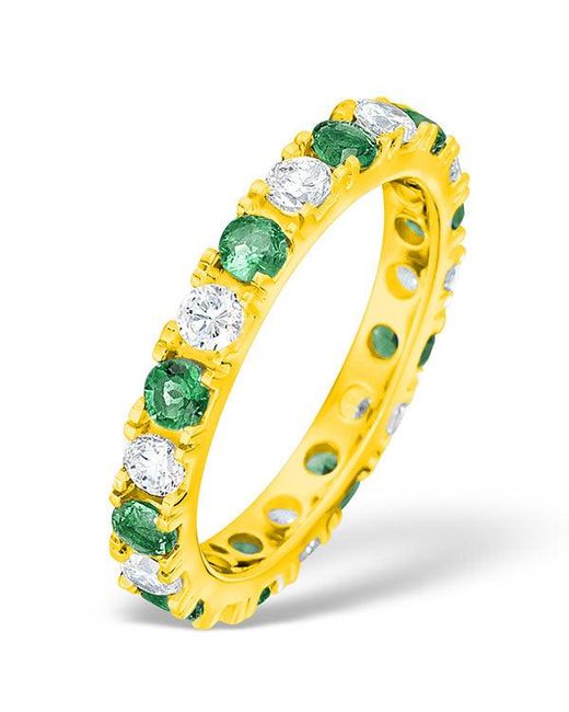 The Diamond Store Yellow Poppy 18K Emerald 0.70Ct And G/Vs 2Ct Diamond Eternity Ring
