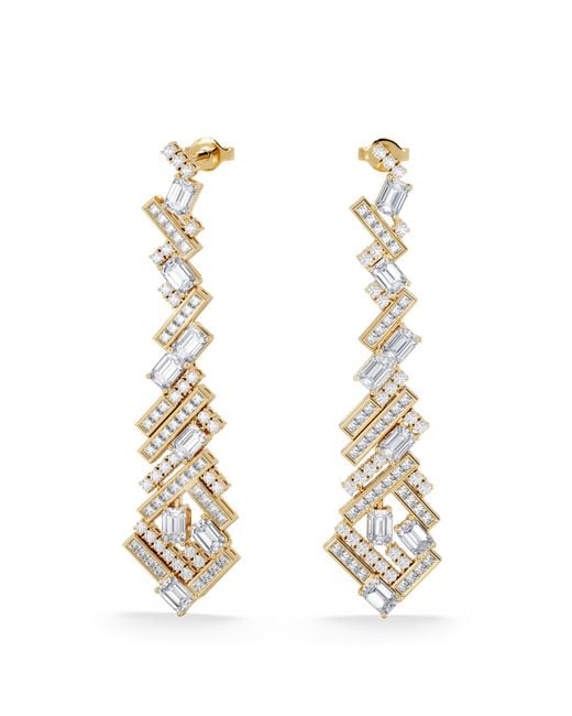 The Diamond Store Metallic Luxe 8.00Ct Lab Diamond Chandelier Earrings With Igi Certified Mixed-Cut Diamonds