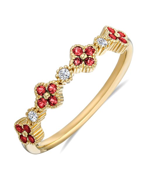The Diamond Store Metallic Alegria 4 Clover Lab Ruby Ring 0.18Ct