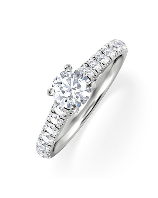 The Diamond Store White Natalia Lab Diamond Engagement Side Stone Ring 0.91Ct F/Vs1