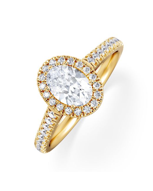 The Diamond Store Metallic Georgina Gia Oval Diamond Halo Engagement Ring 18K 1.30Ct G/Vs2