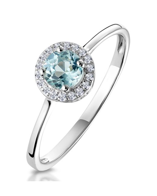 The Diamond Store Blue 0.37Ct Aquamarine And Diamond Stellato Ring