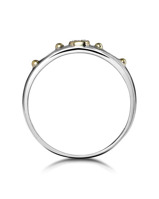 The Diamond Store Metallic Three Stone Rubover Diamond Set Band