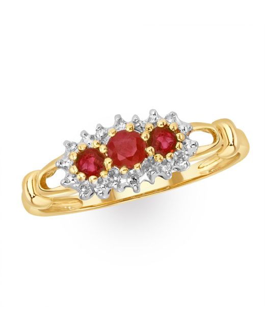 The Diamond Store Metallic Ruby 0.34Ct And Diamond 9K Ring