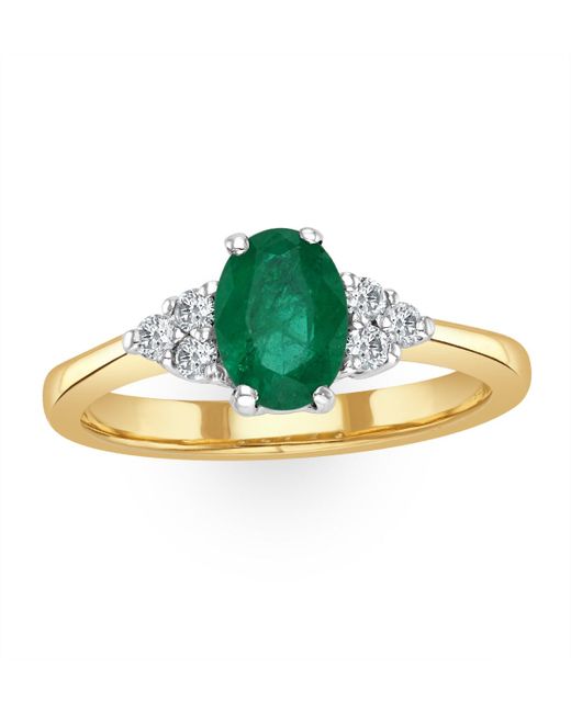 The Diamond Store Multicolor Emerald 0.75Ct And Diamond 18K Ring N4300