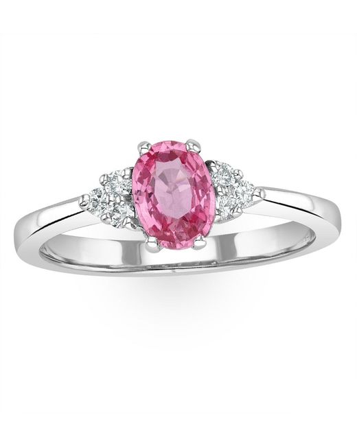 The Diamond Store Pink 18K 0.85Ct Sapphire And 0.12Ct Diamond Ring