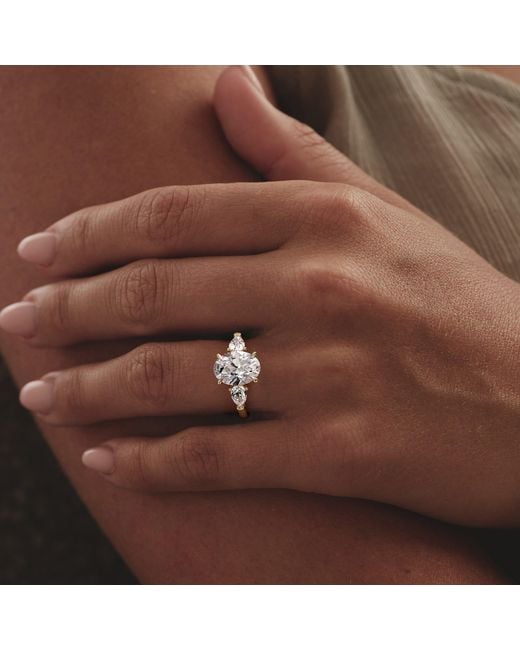 The Diamond Store Blue Adore 3.80Ct Oval Cut Lab Diamond 3 Stone Engagement Ring