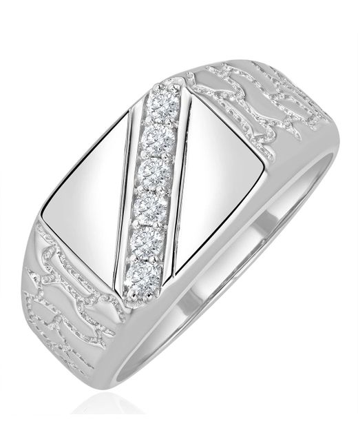 The Diamond Store Metallic Lab Diamond Signet Ring 0.25Ct H/Si for men