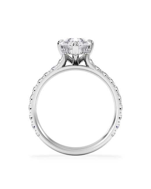 The Diamond Store Blue Amora Pear 2.55Ct Hidden Halo Lab Diamond Engagement Ring With Side Stones Set