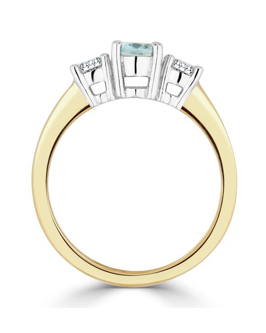The Diamond Store Blue Aquamarine 0.70Ct And Lab G/Vs Diamonds 0.50Ct 18K Ring Fet23-C
