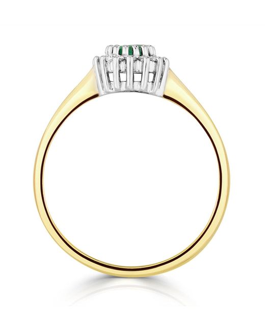 The Diamond Store Metallic Emerald 3.5Mm And Diamond 9K Ring