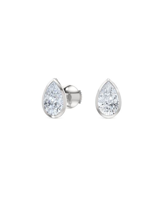 The Diamond Store Metallic Bezel Set 2.00Ct Pear Cut Lab Diamond Stud Earrings