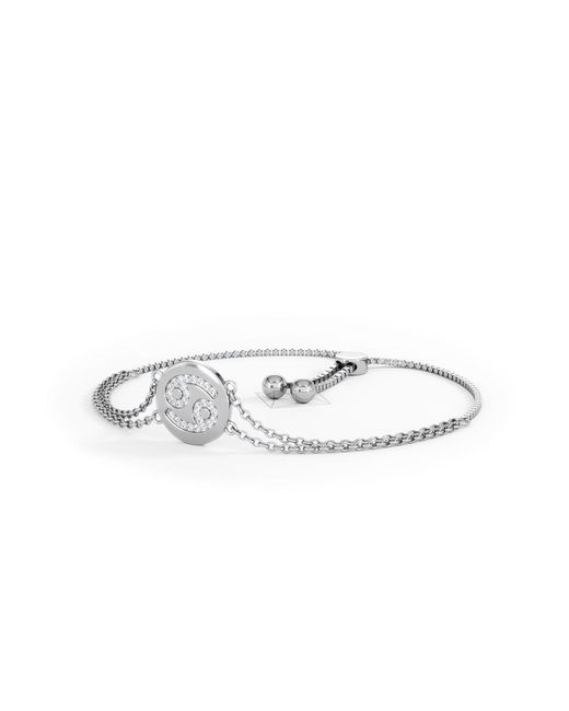 The Diamond Store White Astrology Cancer 0.07Ct Lab Grown Diamond Adjustable Medallion Bracelet Sterling