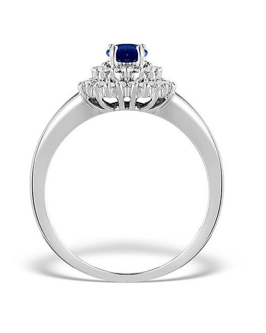 The Diamond Store White Sapphire 4 X 6Mm And Diamond 9K Ring