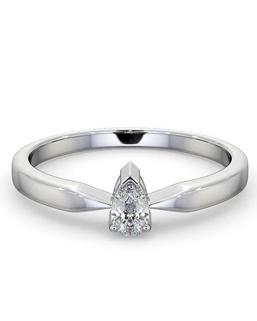 The Diamond Store Metallic Certified Pear Shaped Diamond Engagement Ring 0.25Ct-G/Vs
