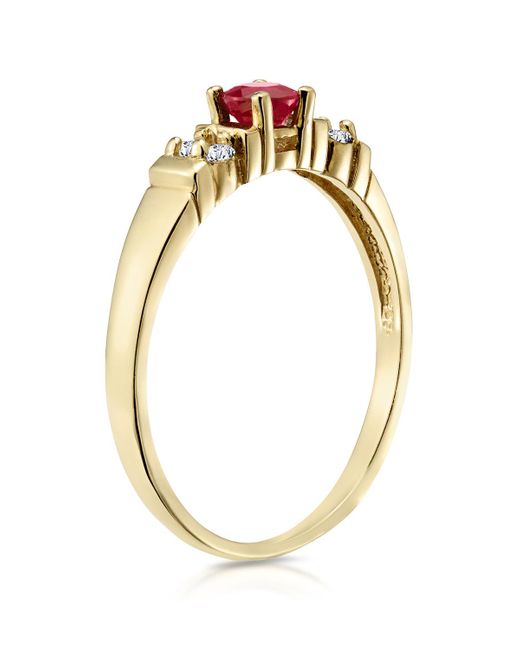 The Diamond Store Metallic Ruby 3.75Mm And Diamond 18K Ring