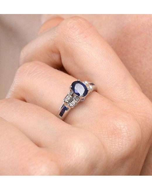 The Diamond Store Blue Sapphire 1.25Ct And Diamond 9K Ring