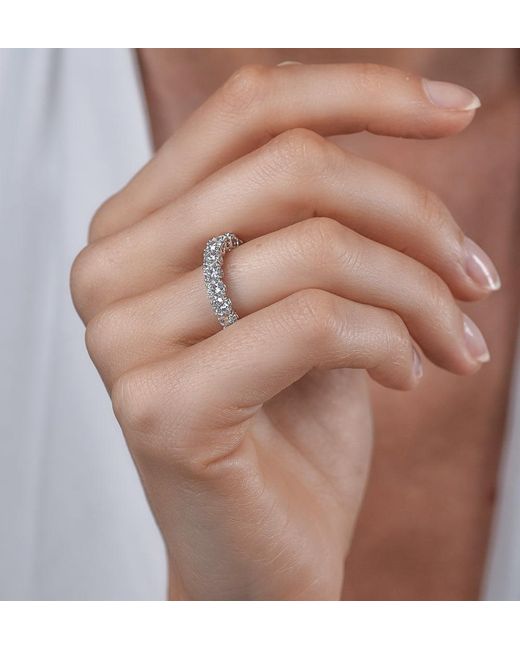 The Diamond Store Metallic Stella Diamond Eternity Ring Round Cut 2.9Ct Vvs Size O-W