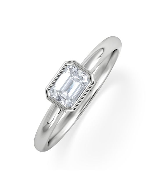 The Diamond Store White Horizon Emerald Cut Lab Diamond Solitaire Ring 0.50Ct H/Si