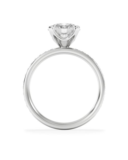 The Diamond Store White Origin 2.25Ct Round Cut Lab Diamond Solitaire Engagement Ring With Side Stones