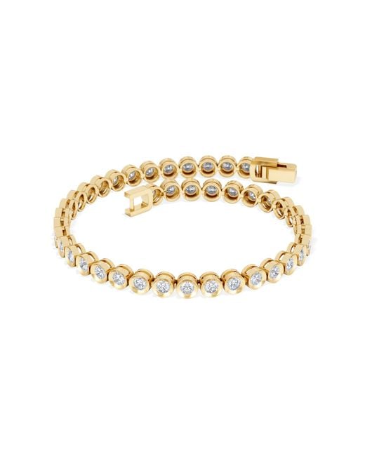 The Diamond Store Metallic 3.00Ct Round Cut Lab Diamond Bezel Tennis Bracelet