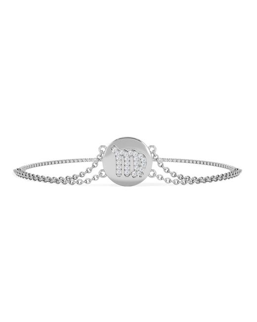 The Diamond Store White Astrology Virgo 0.07Ct Lab Grown Diamond Adjustable Medallion Bracelet Sterling