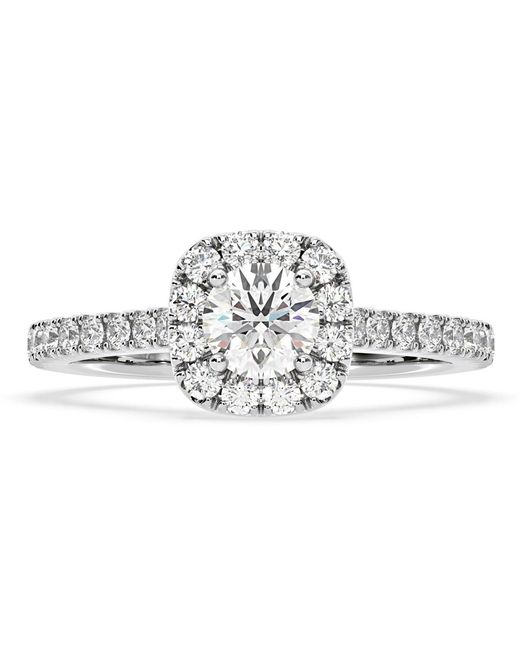 The Diamond Store Metallic Elizabeth Diamond Halo Engagement Ring 18K 1.00Ct G/Si2