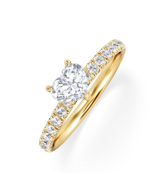 The Diamond Store Metallic Amora Heart 0.97Ct Hidden Halo Lab Diamond Engagement Ring With Side Stones Set