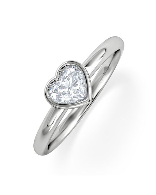 The Diamond Store White Horizon Heart Cut Lab Diamond Solitaire Ring 0.50Ct H/Si