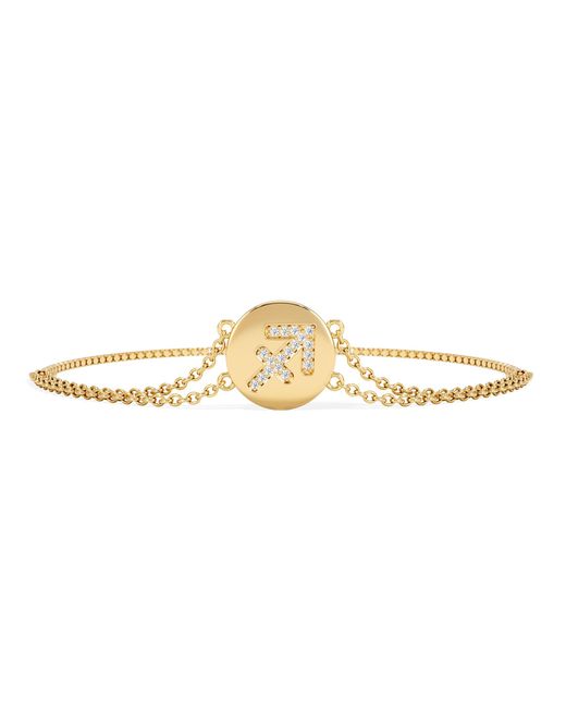 The Diamond Store Metallic Astrology Sagittarius 0.07Ct Lab Grown Diamond Adjustable Medallion Bracelet 18K Vermeil
