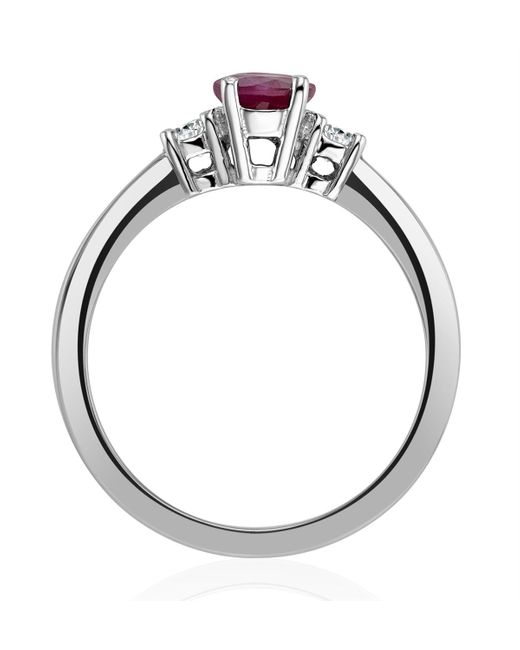 The Diamond Store Red 18K Diamond Ruby Ring 7 X 5Mm Oval