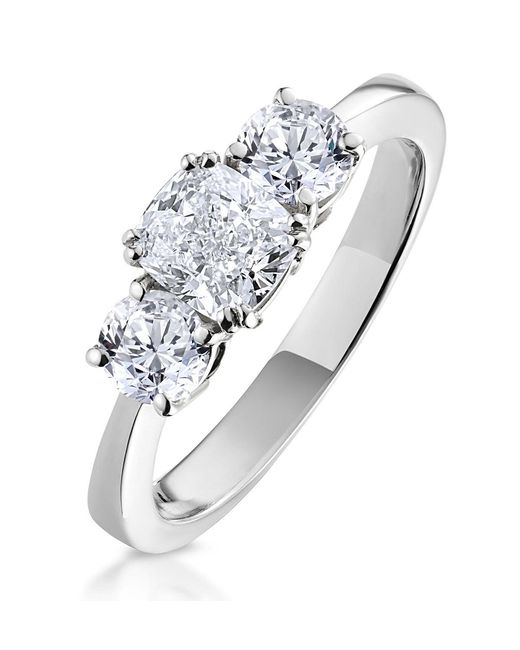 The Diamond Store Metallic 3 Stone Meghan Lab Diamond Engagement Ring 1.7Ct F/Vs1