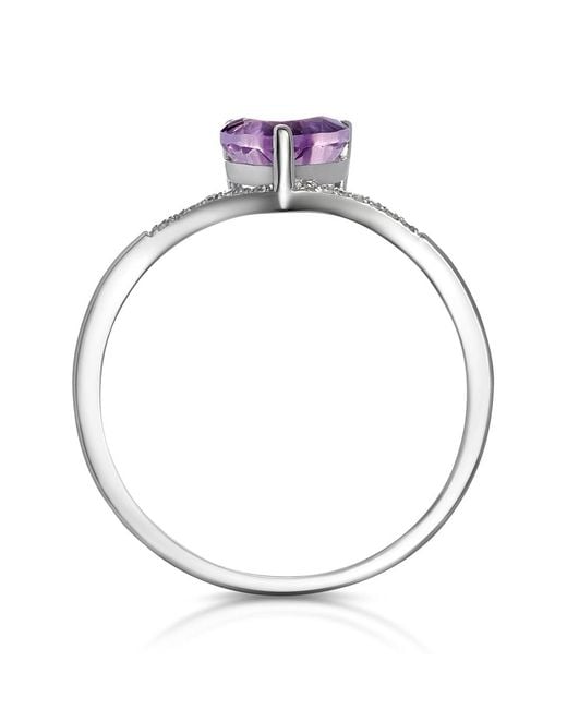 The Diamond Store Purple Heart Amethyst And Diamond Stellato Ring