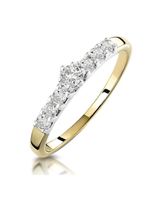 The Diamond Store Metallic 0.33Ct Diamond Solitaire Ring With Shoulders