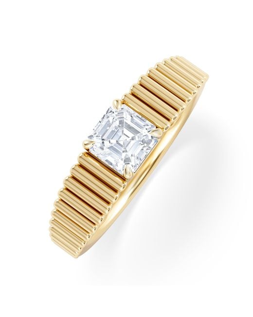 The Diamond Store Metallic Flute 0.50Ct Assher Cut Lab Grown Diamond Solitaire Ring 18K