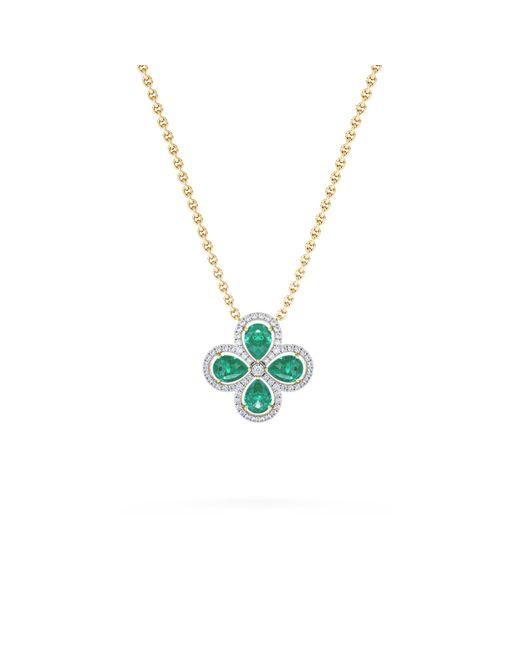 The Diamond Store Green Bloom 3.20Ct Lab Emerald And Lab Diamond Necklace