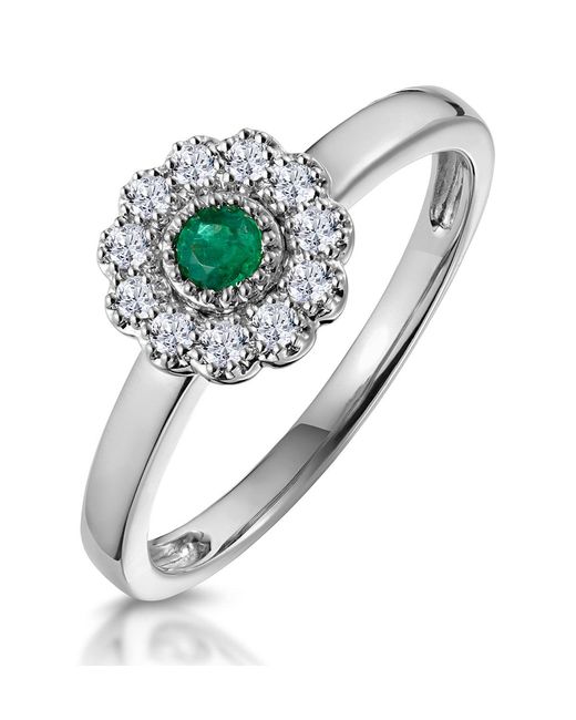 The Diamond Store Metallic Emerald And Diamond Halo Ring