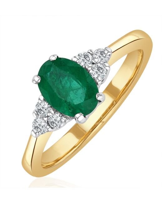 The Diamond Store Multicolor Emerald 0.75Ct And Diamond 18K Ring N4300