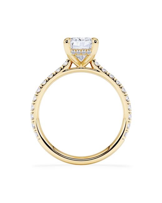 The Diamond Store Metallic Amora Radiant 2.00Ct Hidden Halo Lab Diamond Engagement Ring With Side Stones Set