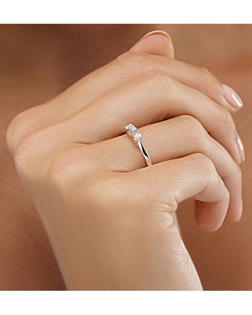 The Diamond Store Metallic Lab Diamond 3 Stone Trilogy Ring 0.25Ct H/Si Set