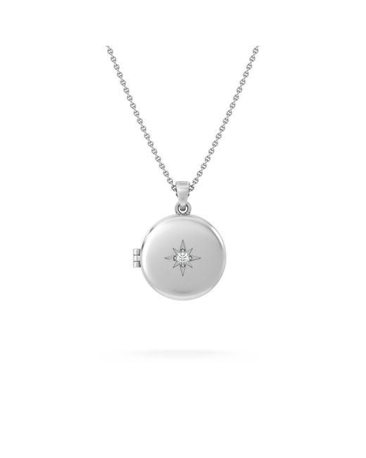 The Diamond Store Metallic Keepsake 0.06Ct Lab Diamond Round Locket Pendant Necklace