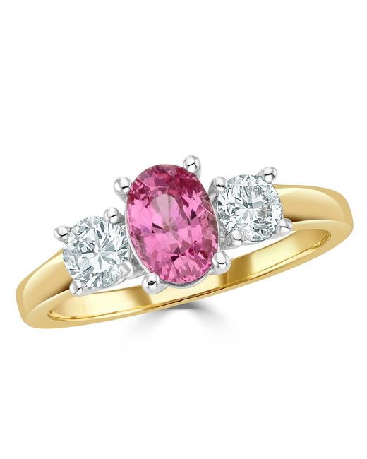 The Diamond Store Pink 18K 0.50Ct H/Si Lab Diamonds G/Vs And 1.00Ct Sapphire Ring