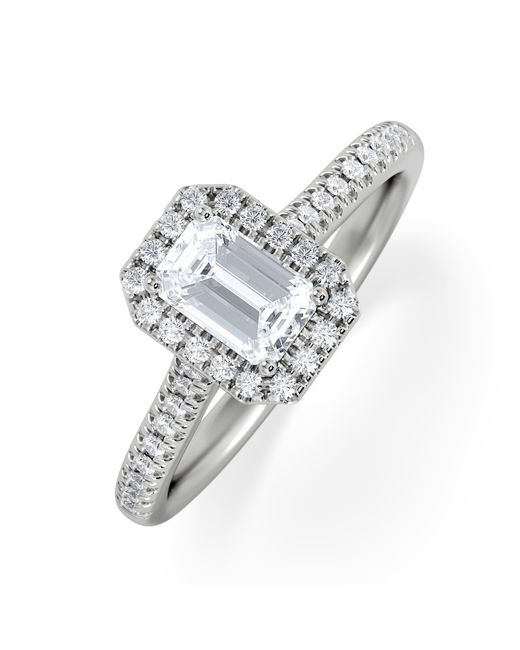 The Diamond Store White Lumia Emerald Cut Lab Diamond Halo Ring 0.70Ct F/Vs
