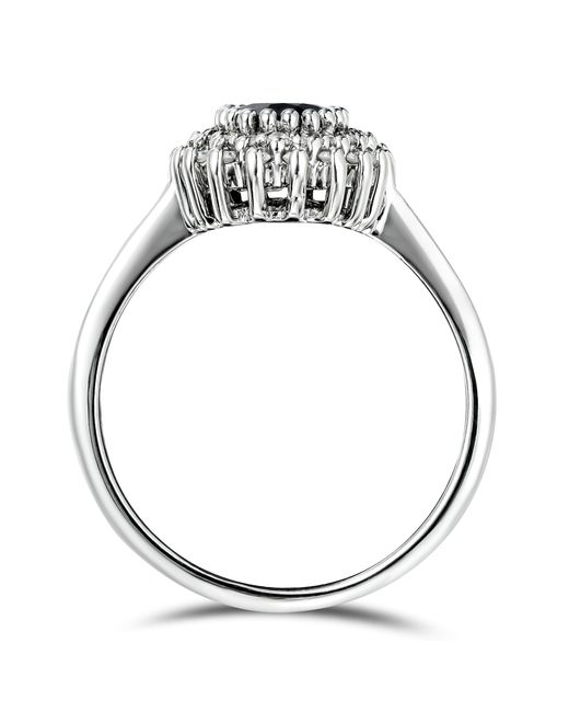 The Diamond Store White Sapphire 7 X 5Mm And Diamond 925 Sterling Ring