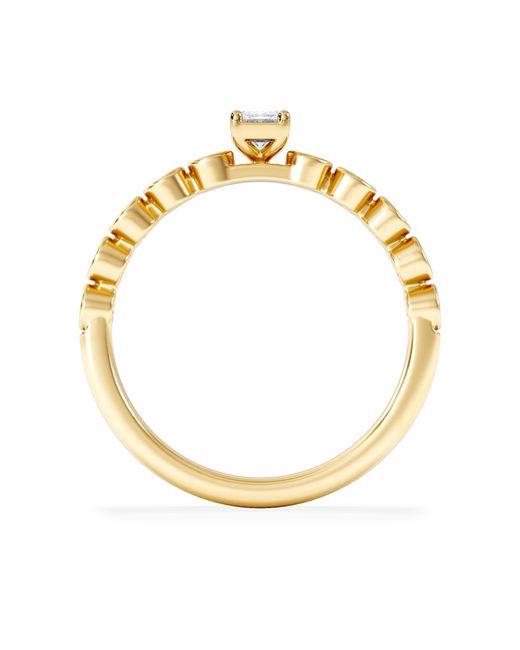 The Diamond Store Metallic Entwine 0.30Ct Emerald Cut Lab Diamond Solitaire Engagement Ring With Side Stones