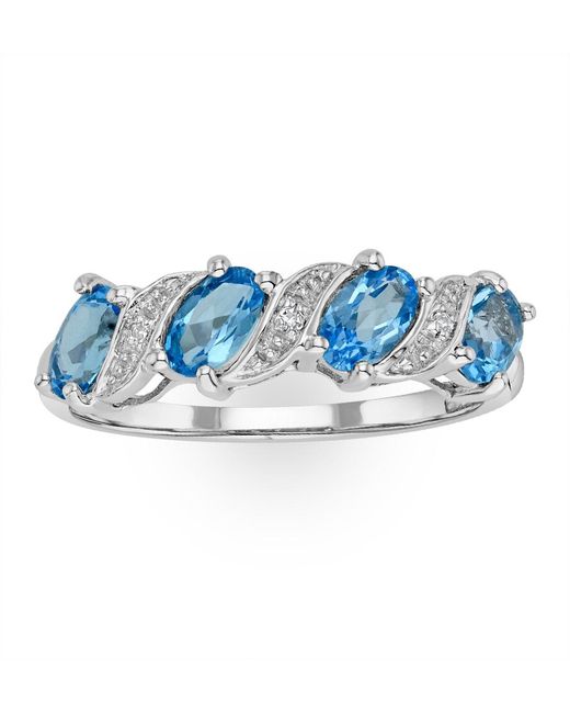 The Diamond Store Blue Topaz 0.98Ct And Diamond 9K Ring