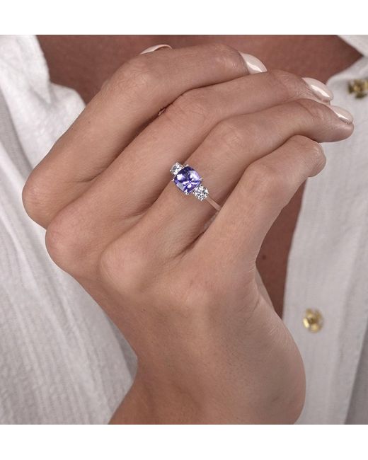 The Diamond Store Blue 1.60Ct Cushion Cut Tanzanite Diamond Asteria Ring