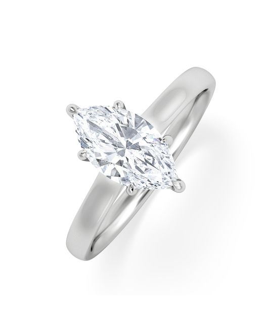 The Diamond Store White Amora Marquise 1.07Ct Hidden Halo Lab Diamond Engagement Ring F/Vs Set